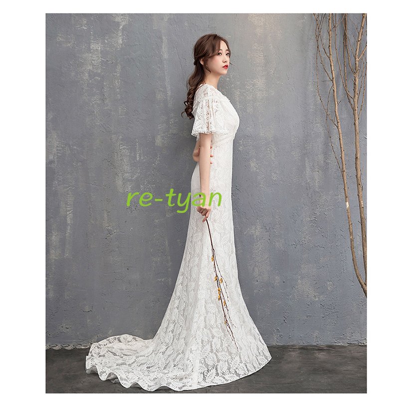 ウエディングドレス マーメイドドレス 二次会ドレス 総レース 袖あり vネック 刺繍 花嫁イブニングドレス結婚式 パーティー 二次会発表会謝恩会披露宴 高級新作 ウエディングドレス マーメイドドレス 二次会ドレス 総レース 袖あり vネック 刺繍 花嫁イブニングドレス結婚式 パーティー 二次会発表会謝恩会披露宴 高級新作