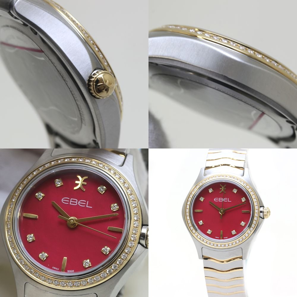 クラシックウェーブ 1216553 ベゼルダイヤ 8Pダイヤ【2022年購入/電池交換済】K18YG イエローゴールド xステンレススチール レディース /39903【中古】【腕時計】