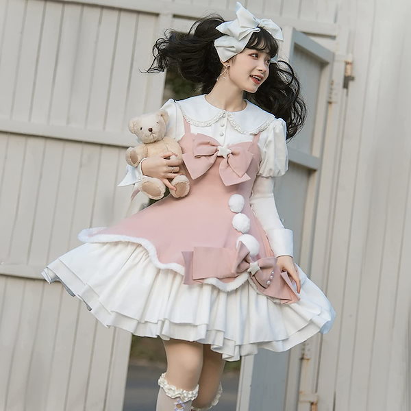 ロリータ ピンク ドレス ジャンスカ ブラウス セット M 甘ロリ 楽天市場】ロリータ ジャンパースカート（カラーピンク