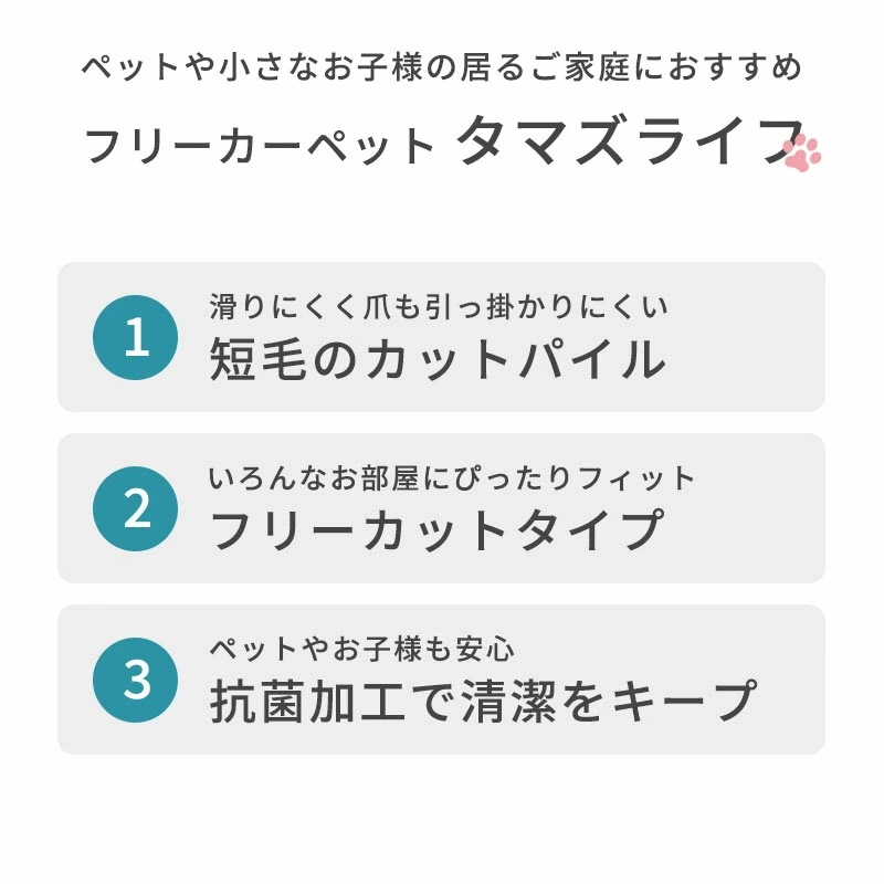 ペット対応 カーペット ラグ 8畳 日本製 フリーカット 抗菌加工 オールシーズン 年中 H8-TAMASLIFEB ペット対応 カーペット ラグ 8畳 日本製 フリーカット 抗菌加工 オールシーズン 年中 H8-TAMASLIFEB