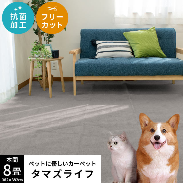 ペット対応 カーペット ラグ 8畳 日本製 フリーカット 抗菌加工 オールシーズン 年中 H8-TAMASLIFEB ペット対応 カーペット ラグ 8畳 日本製 フリーカット 抗菌加工 オールシーズン 年中 H8-TAMASLIFEB