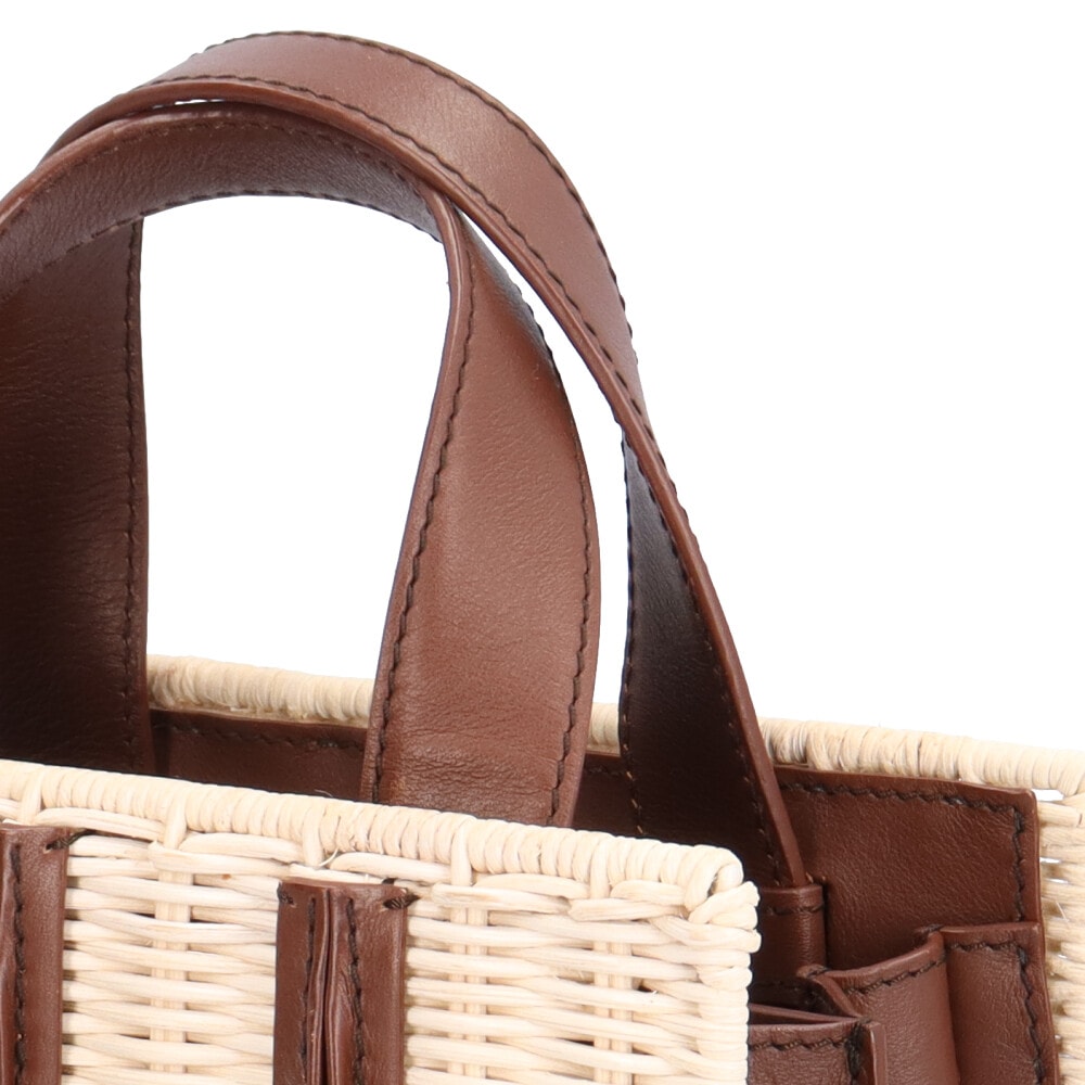 マックスマーラ ホイットニー ショルダーバッグ 籐 ホワイト MAX MARA 中古