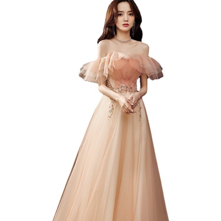 エメラルドイブニングドレス★海外限定★ イブニングドレス 蝶 モチーフ パール キラキラ 光沢感 姫ドレス