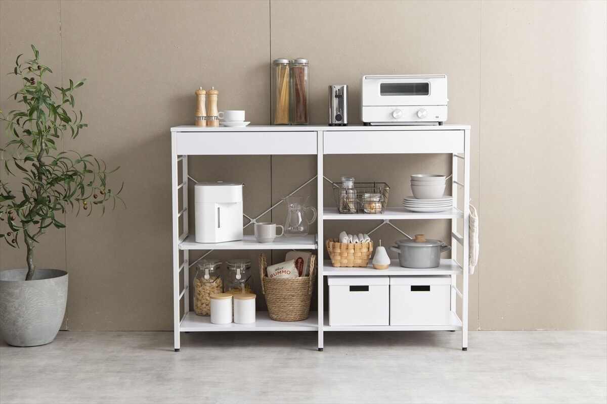 【幅120cm】Cammy レンジラック レンジラック レンジ台 引き出し 棚 スライドトレー シンプル キッチン 【幅120cm】Cammy レンジラック レンジラック レンジ台 引き出し 棚 スライドトレー シンプル キッチン