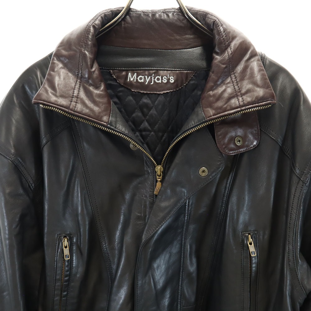 Mayjass スペイン製 レザーコート 50 ブラック メンズ