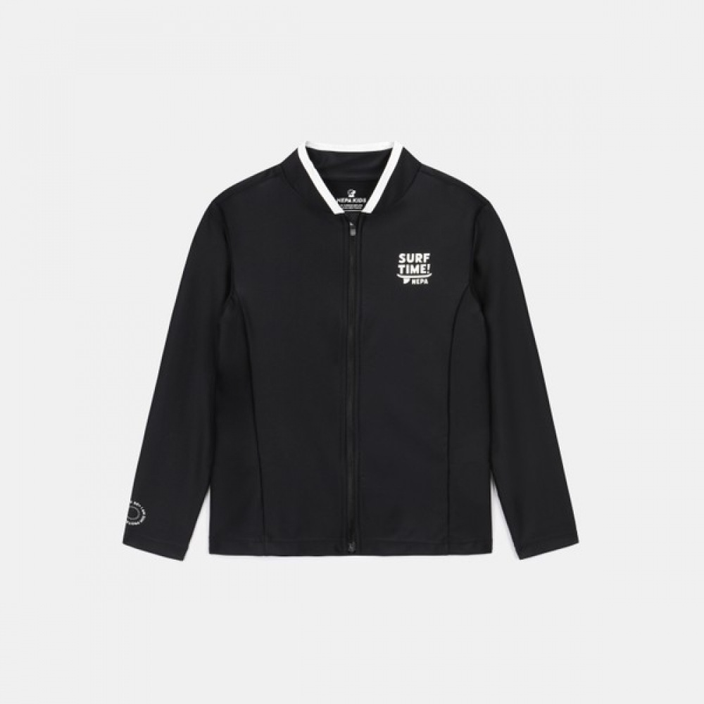 [ネパキッズ] ネパキッズ/ヘッドクォーター KKD3017 シックブラックラッシュガードジップアップトップ