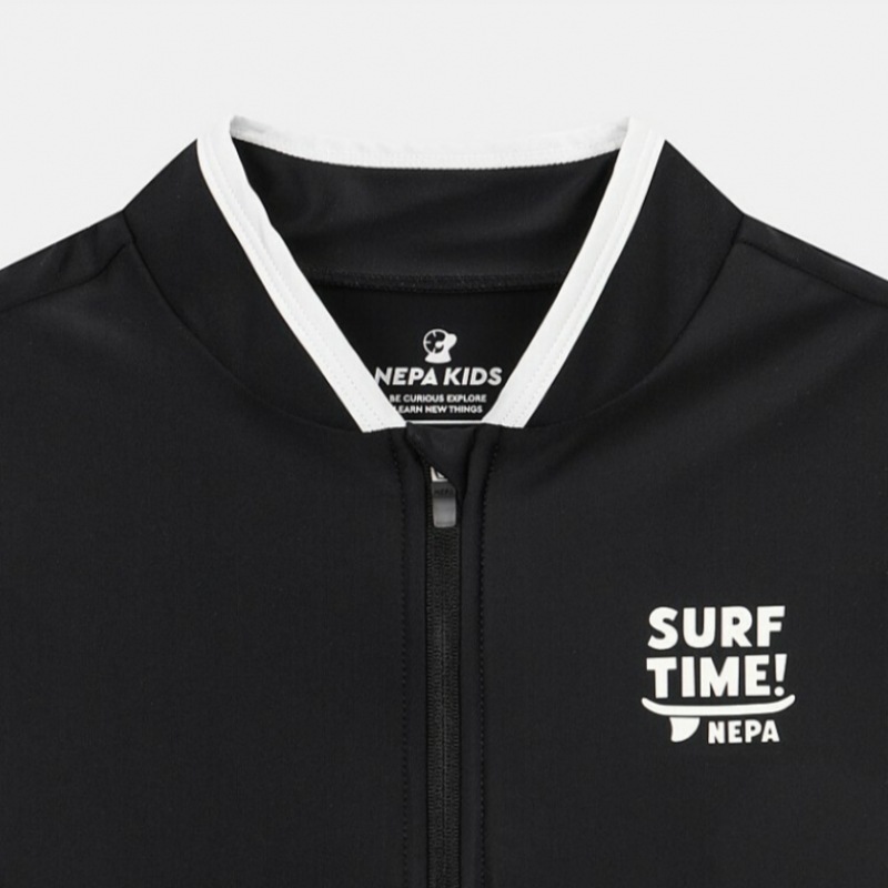 [ネパキッズ] ネパキッズ/ヘッドクォーター KKD3017 シックブラックラッシュガードジップアップトップ