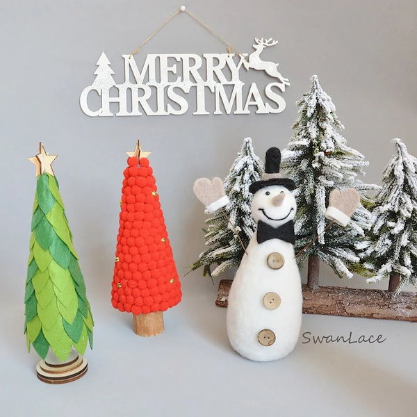 ☆rara トイプードル クリスマス ツリー 羊毛フェルト 置物 NO28 ☆羊毛フェルト☆トイプードルのクリスマスリース