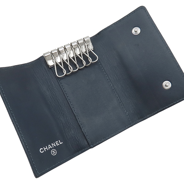 シャネル CHANEL キーケース ココマーク キャビアスキン ブルー系