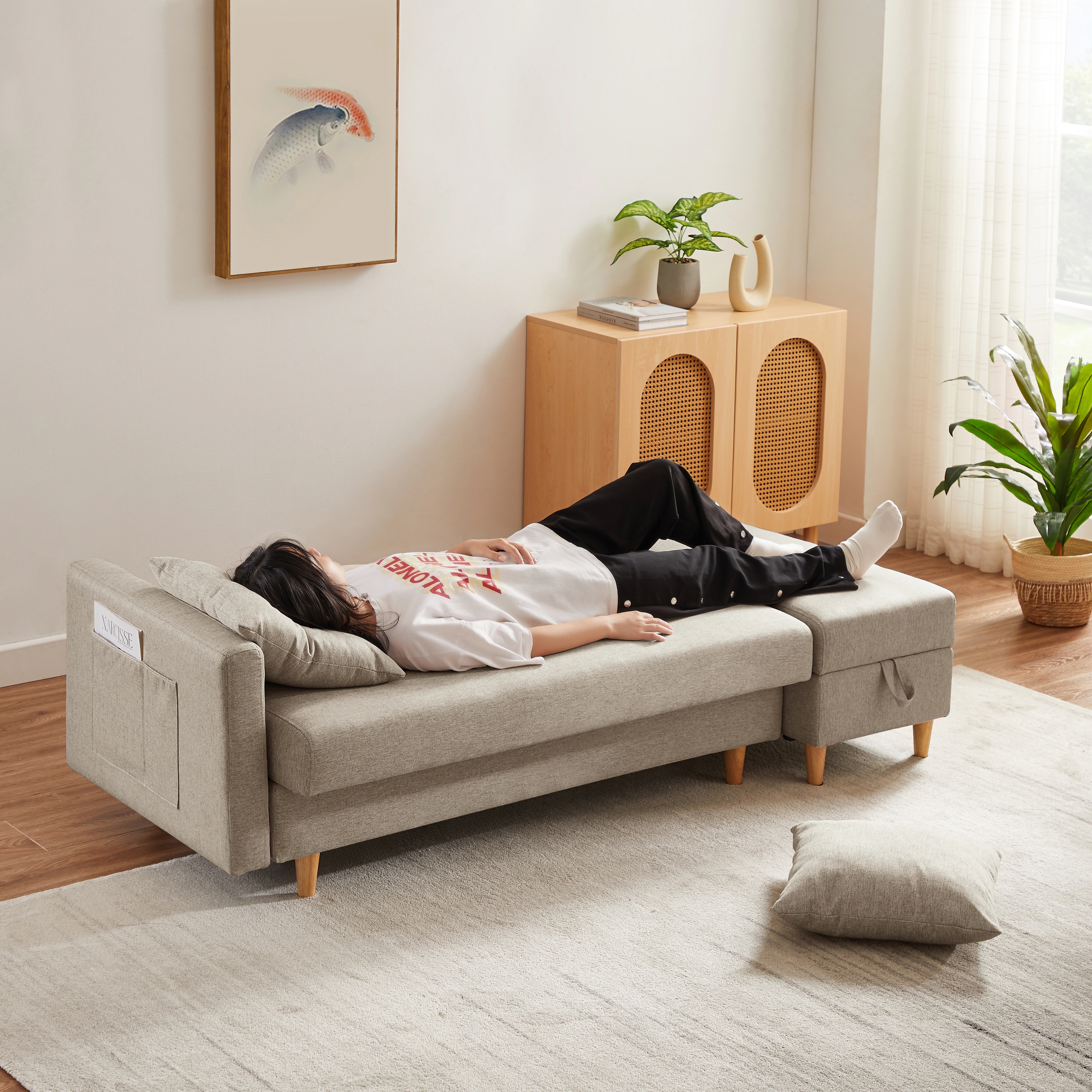 387ソファ ソファーベッド カウチソファ 3人掛け オットマン付き 多機能ソファ 左右側とも取り付けるアームレスト たくさん収納 レイアウト自由 クッション2個 387ソファ ソファーベッド カウチソファ 3人掛け オットマン付き 多機能ソファ 左右側とも取り付けるアームレスト たくさん収納 レイアウト自由 クッション2個