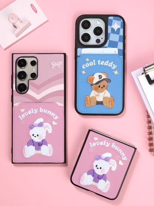 ニューレトロ 刺繍 ポケット ケース iPhoneケース　GALAXYケース