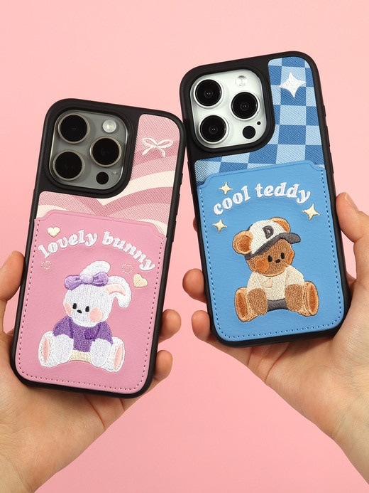 ニューレトロ 刺繍 ポケット ケース iPhoneケース　GALAXYケース