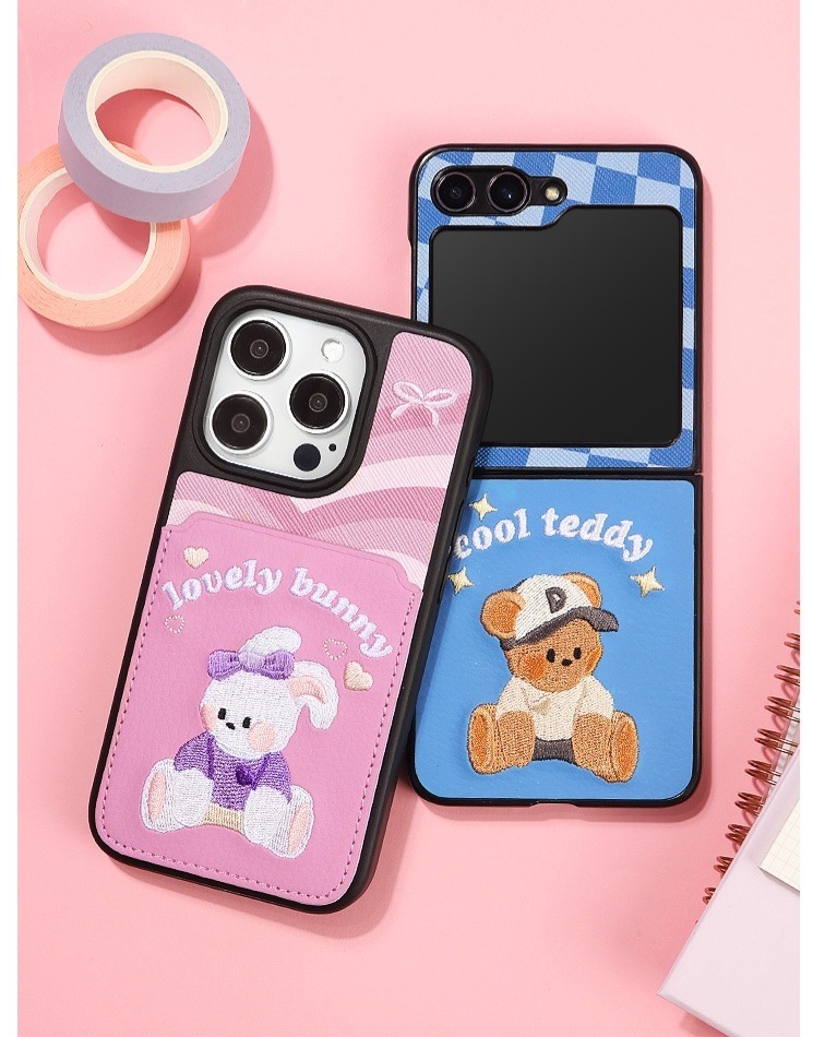 ニューレトロ 刺繍 ポケット ケース iPhoneケース　GALAXYケース