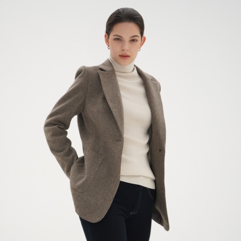 ACUD リブタートルネックウールニット_L.ベージュ