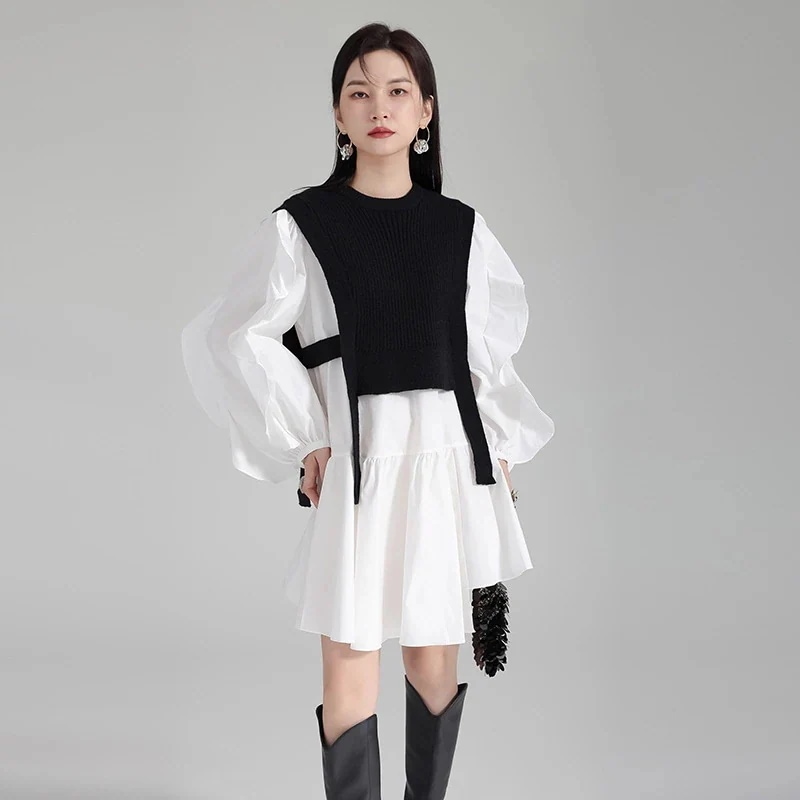 春秋冬 二点セット トップス 長袖 ブラウス ランタン袖 レディース 着痩せ おしゃれ ZHCH16