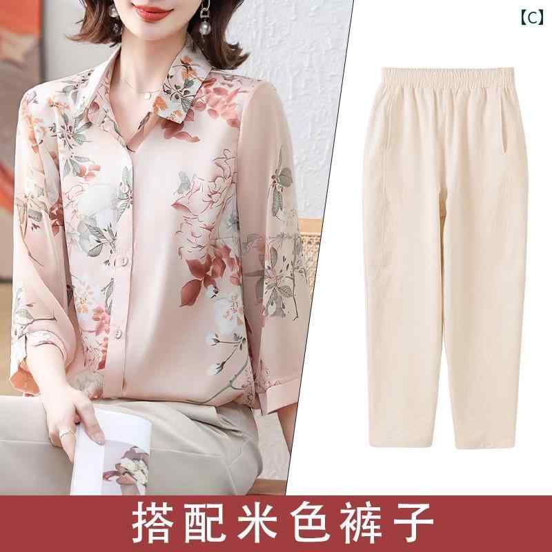 婦人服 セットアップ 上品 マダム レディース 夏 シフォンシャツ 春夏 薄手 涼しい トップス 2点 婦人服 セットアップ 上品 マダム レディース 夏 シフォンシャツ 春夏 薄手 涼しい トップス 2点