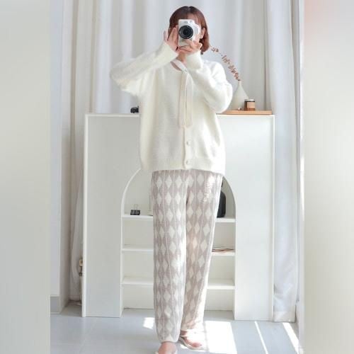 グラシア】 ルームウェア モコモコ パジャマ 部屋着 パールボタン