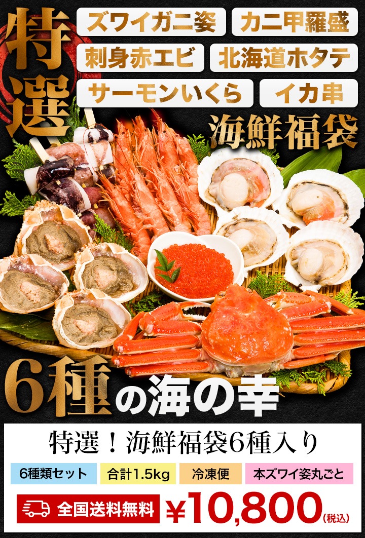 特選海鮮福袋6種入り 海鮮詰め合わせ 海鮮セット ずわいがに ズワイガニ 甲羅 蟹味噌 カニミソ いくら イクラ 海老 エビ ホタテ ほたて イカ いか 特選海鮮福袋6種入り 海鮮詰め合わせ 海鮮セット ずわいがに ズワイガニ 甲羅 蟹味噌 カニミソ いくら イクラ 海老 エビ ホタテ ほたて イカ いか