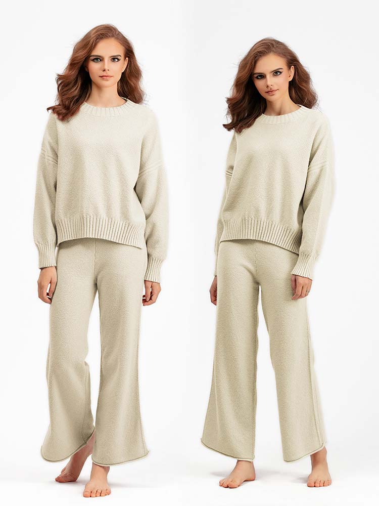 【期間特恵】ニット セットアップ レディース パンツ セットアップ セットアップ 2点セット 秋 冬 上下セット ニットパンツ ニットセーター ニットパンツ ニットズボン ウチョパンツ ワイドパンツ