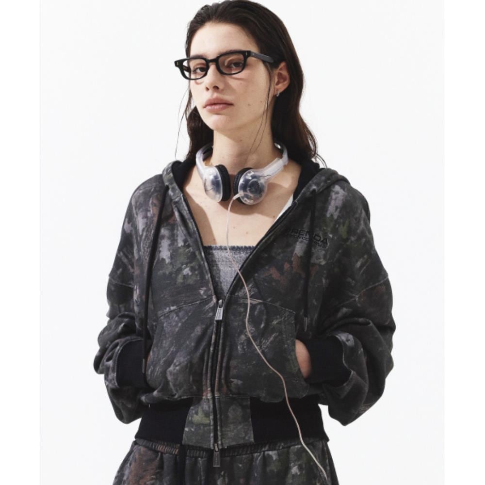 PRENDA REAL TREE CROP HOOD ZIPUP BLACK PRTFAAHZ01WC6 PRENDA REAL TREE CROP HOOD ZIPUP BLACK PRTFAAHZ01WC6