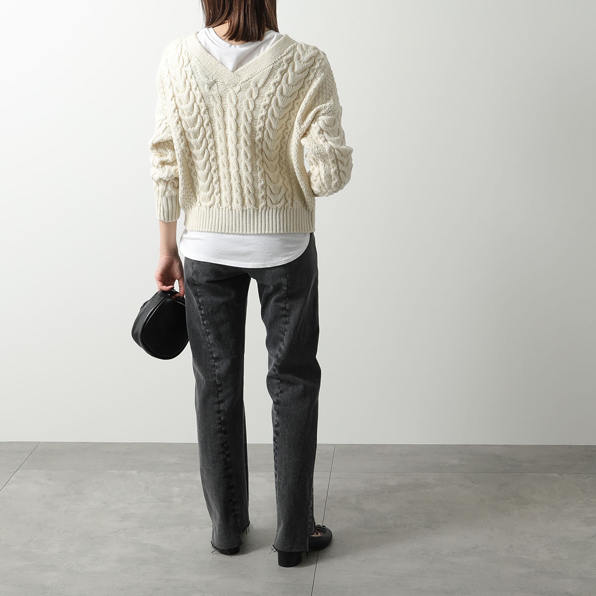 Oldderby Knitwear オールドダービーニットウェア カーディガン JM4001 レディース ニット Vネック 長袖 ウール ケーブル編み カラー3色