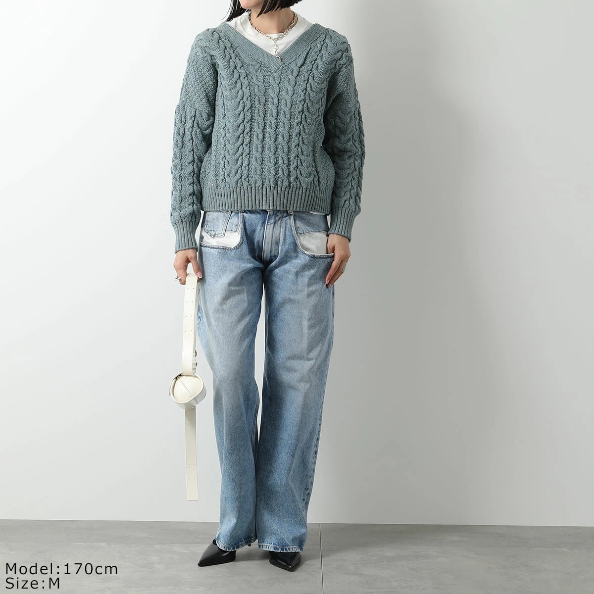 Oldderby Knitwear オールドダービーニットウェア カーディガン JM4001 レディース ニット Vネック 長袖 ウール ケーブル編み カラー3色