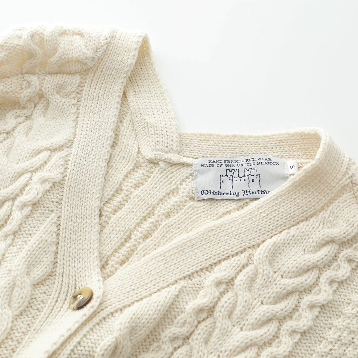Oldderby Knitwear オールドダービーニットウェア カーディガン JM4001 レディース ニット Vネック 長袖 ウール ケーブル編み カラー3色