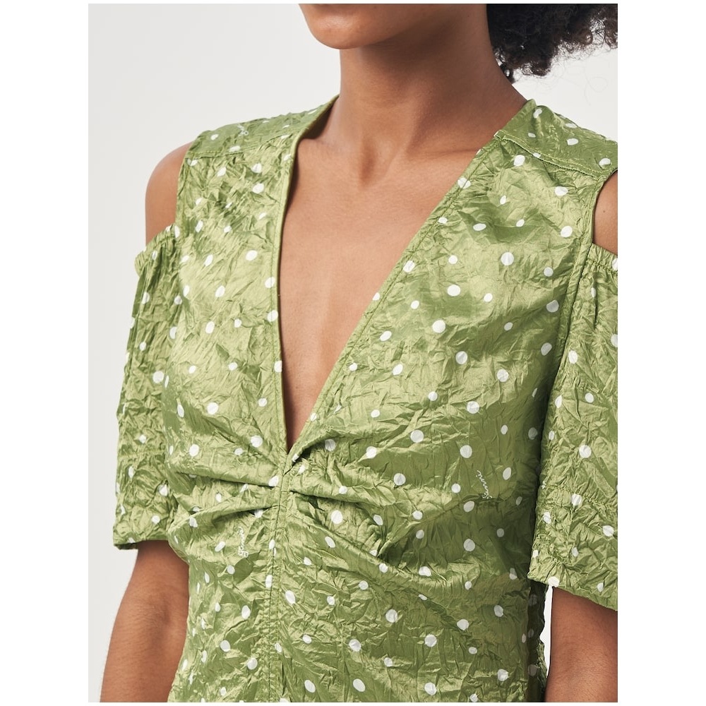 GANNI クリンクル加工サテン 長袖ミニ・膝丈ワンピ [マルチ] 【公式通販】