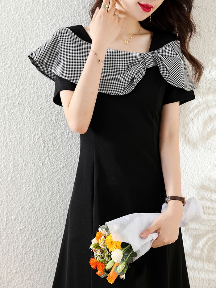 【期間限定特価】ドレス 大人 ピアノ 発表会 演奏会用ドレス 演奏会 イブニングドレス 結婚式 母親 ピアノ発表会 中学生 パーティードレス 発表会ドレス ショート丈ドレス 膝丈 黒 高校生 大きいサ_5