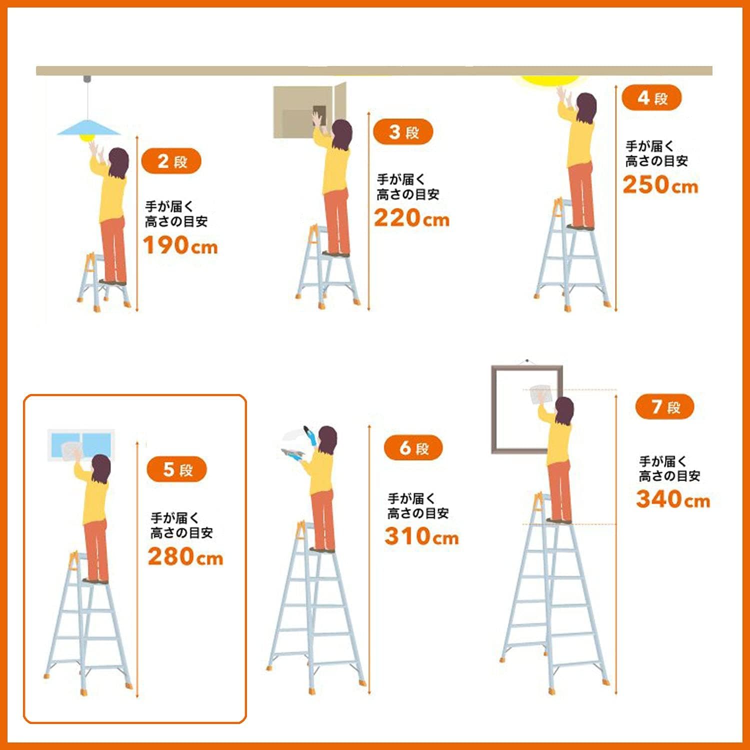 脚立 はしご兼用脚立 軽量 5段 5尺 140cm アルミニウム シルバー K-150D 脚立 はしご兼用脚立 軽量 5段 5尺 140cm アルミニウム シルバー K-150D