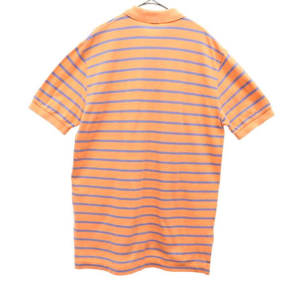 ポロバイラルフローレン 未使用 ボーダー 半袖 ポロシャツ M オレンジ×ブルー Polo by Ralph Lauren メンズ