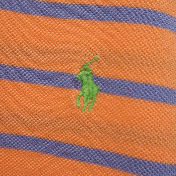 ポロバイラルフローレン 未使用 ボーダー 半袖 ポロシャツ M オレンジ×ブルー Polo by Ralph Lauren メンズ