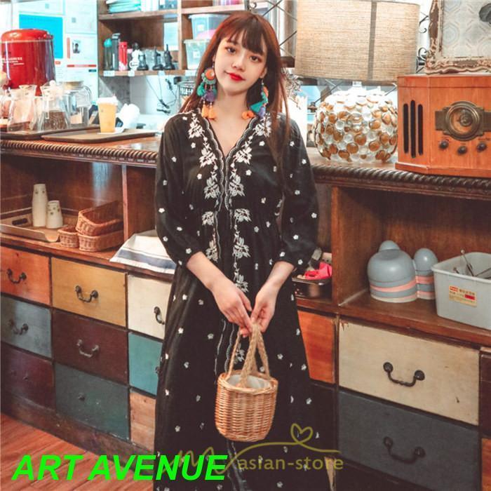 ワンピース 七分袖 春夏秋 ロング丈 コットン 大人可愛い 柔らかい シンプル カジュアル ナチュラル エスニック 刺繍 着痩せ Aライン リゾート 旅行 ワンピース 七分袖 春夏秋 ロング丈 コットン 大人可愛い 柔らかい シンプル カジュアル ナチュラル エスニック 刺繍 着痩せ Aライン リゾート 旅行