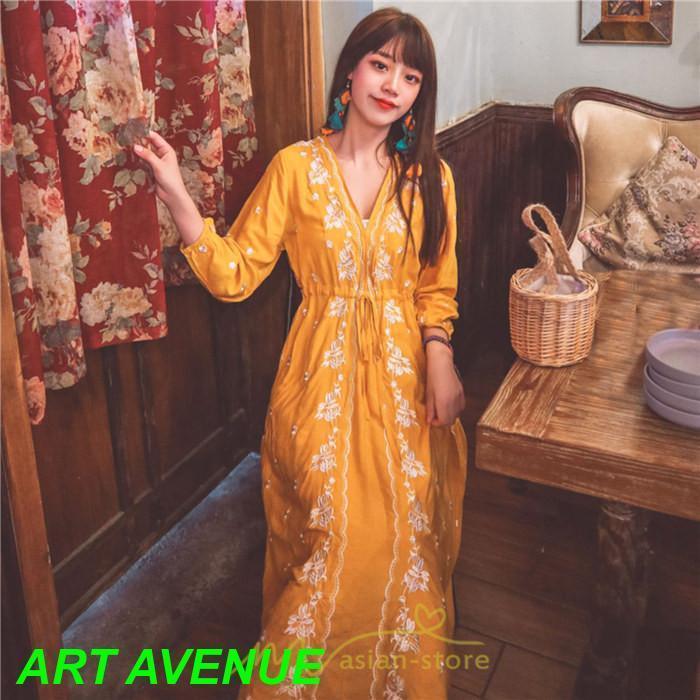 ワンピース 七分袖 春夏秋 ロング丈 コットン 大人可愛い 柔らかい シンプル カジュアル ナチュラル エスニック 刺繍 着痩せ Aライン リゾート 旅行 ワンピース 七分袖 春夏秋 ロング丈 コットン 大人可愛い 柔らかい シンプル カジュアル ナチュラル エスニック 刺繍 着痩せ Aライン リゾート 旅行