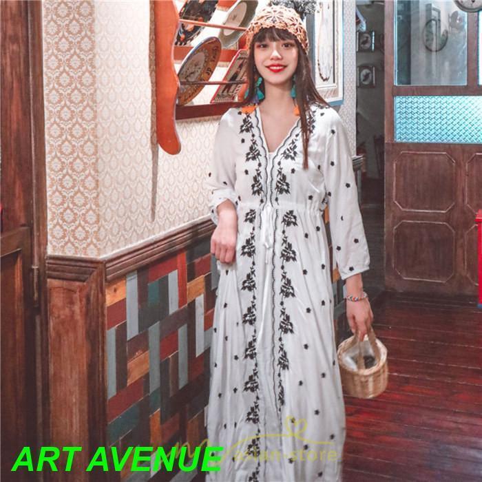 ワンピース 七分袖 春夏秋 ロング丈 コットン 大人可愛い 柔らかい シンプル カジュアル ナチュラル エスニック 刺繍 着痩せ Aライン リゾート 旅行 ワンピース 七分袖 春夏秋 ロング丈 コットン 大人可愛い 柔らかい シンプル カジュアル ナチュラル エスニック 刺繍 着痩せ Aライン リゾート 旅行