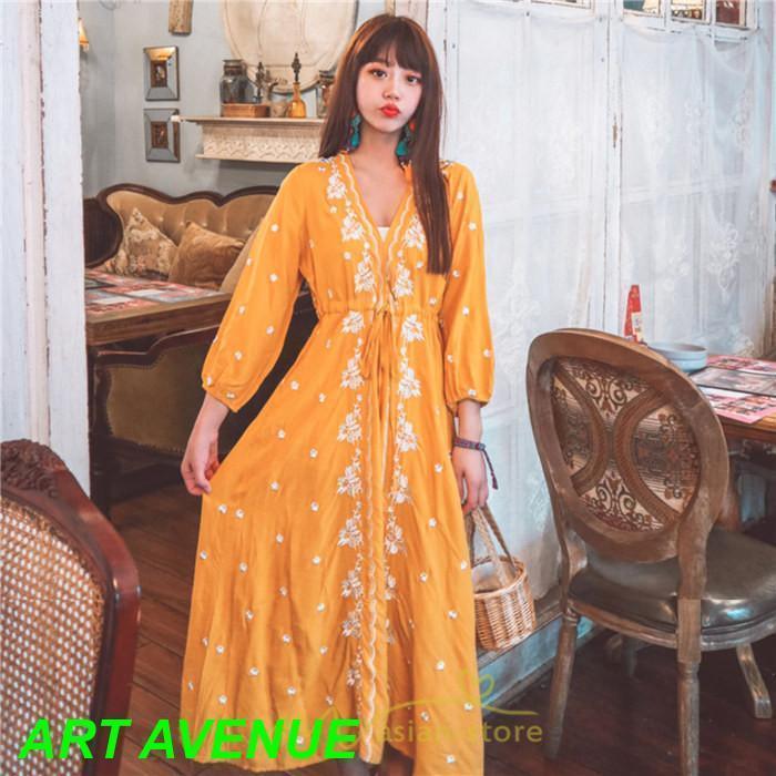 ワンピース 七分袖 春夏秋 ロング丈 コットン 大人可愛い 柔らかい シンプル カジュアル ナチュラル エスニック 刺繍 着痩せ Aライン リゾート 旅行 ワンピース 七分袖 春夏秋 ロング丈 コットン 大人可愛い 柔らかい シンプル カジュアル ナチュラル エスニック 刺繍 着痩せ Aライン リゾート 旅行
