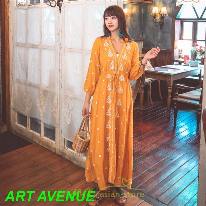 ワンピース 七分袖 春夏秋 ロング丈 コットン 大人可愛い 柔らかい シンプル カジュアル ナチュラル エスニック 刺繍 着痩せ Aライン リゾート 旅行 ワンピース 七分袖 春夏秋 ロング丈 コットン 大人可愛い 柔らかい シンプル カジュアル ナチュラル エスニック 刺繍 着痩せ Aライン リゾート 旅行