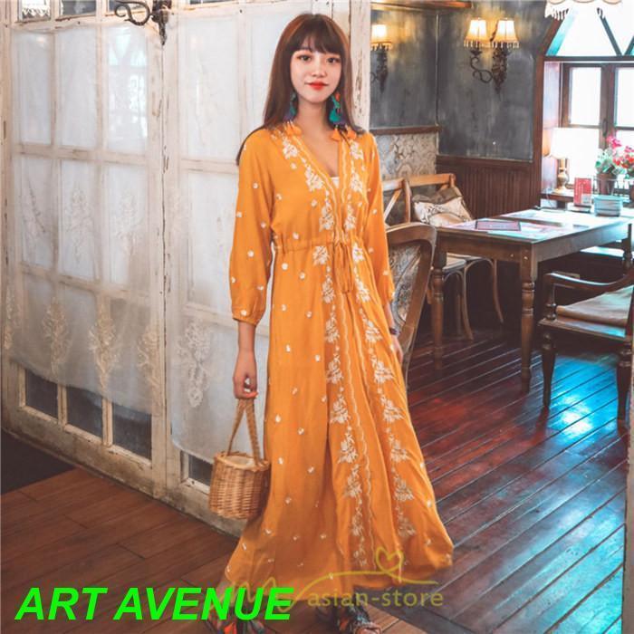 ワンピース 七分袖 春夏秋 ロング丈 コットン 大人可愛い 柔らかい シンプル カジュアル ナチュラル エスニック 刺繍 着痩せ Aライン リゾート 旅行 ワンピース 七分袖 春夏秋 ロング丈 コットン 大人可愛い 柔らかい シンプル カジュアル ナチュラル エスニック 刺繍 着痩せ Aライン リゾート 旅行