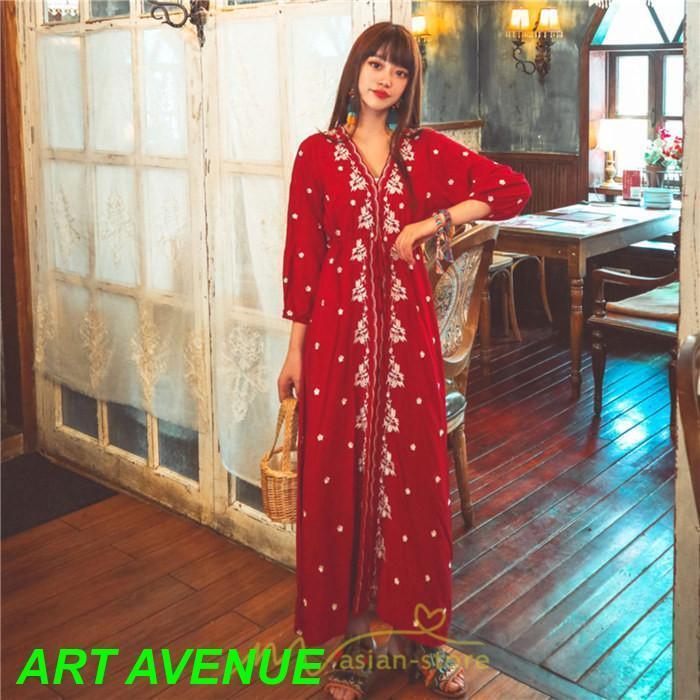 ワンピース 七分袖 春夏秋 ロング丈 コットン 大人可愛い 柔らかい シンプル カジュアル ナチュラル エスニック 刺繍 着痩せ Aライン リゾート 旅行 ワンピース 七分袖 春夏秋 ロング丈 コットン 大人可愛い 柔らかい シンプル カジュアル ナチュラル エスニック 刺繍 着痩せ Aライン リゾート 旅行