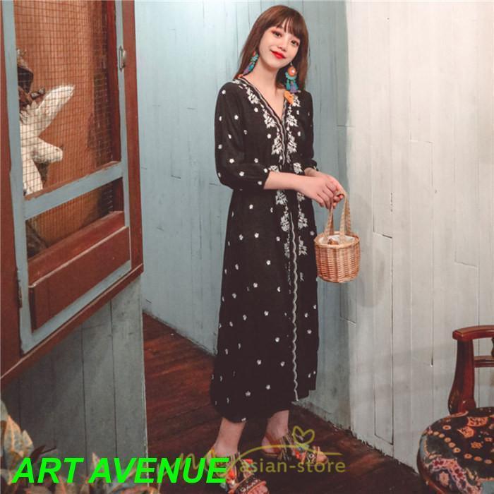 ワンピース 七分袖 春夏秋 ロング丈 コットン 大人可愛い 柔らかい シンプル カジュアル ナチュラル エスニック 刺繍 着痩せ Aライン リゾート 旅行 ワンピース 七分袖 春夏秋 ロング丈 コットン 大人可愛い 柔らかい シンプル カジュアル ナチュラル エスニック 刺繍 着痩せ Aライン リゾート 旅行