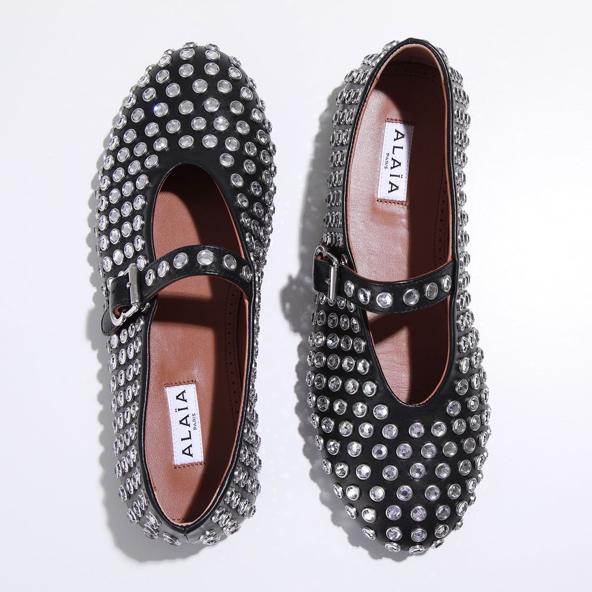 ALAIA アライア バレエシューズ BALLERINA STRAP AA3A029CK116 レディース フラットシューズ レザー ラインストーン装飾 靴 20/BLANC-CASSE【箱B】 ALAIA アライア バレエシューズ BALLERINA STRAP AA3A029CK116 レディース フラットシューズ レザー ラインストーン装飾 靴 20/BLANC-CASSE【箱B】