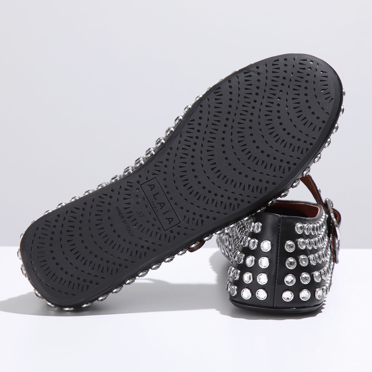 ALAIA アライア バレエシューズ BALLERINA STRAP AA3A029CK116 レディース フラットシューズ レザー ラインストーン装飾 靴 20/BLANC-CASSE【箱B】 ALAIA アライア バレエシューズ BALLERINA STRAP AA3A029CK116 レディース フラットシューズ レザー ラインストーン装飾 靴 20/BLANC-CASSE【箱B】