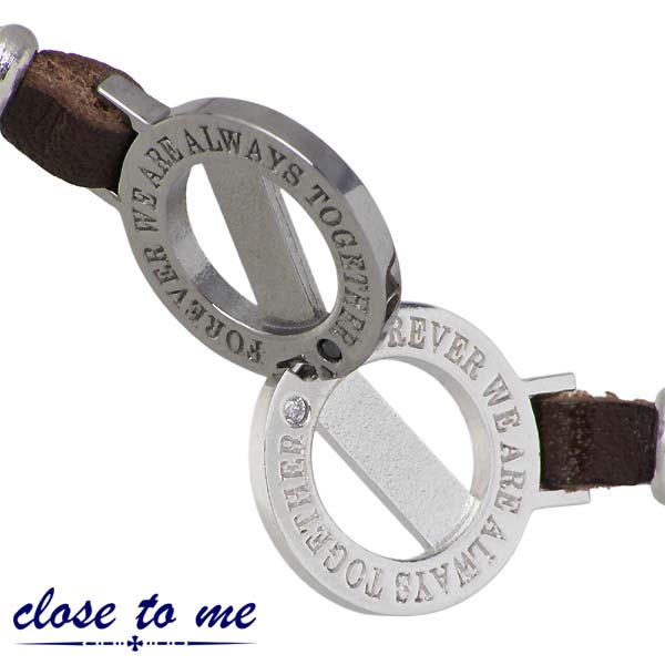 クロストゥーミー close to me レザー シルバー ブレスレット CZ