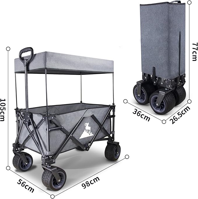 キャリーカート アウトドアワゴン 耐荷重120kg 屋根付き 折りたたみ式 自立収納 静音 アウトドアワゴン キャンプ キャンプカート アウトドア用 ベアリング付き (グレー) キャリーカート アウトドアワゴン 耐荷重120kg 屋根付き 折りたたみ式 自立収納 静音 アウトドアワゴン キャンプ キャンプカート アウトドア用 ベアリング付き (グレー)