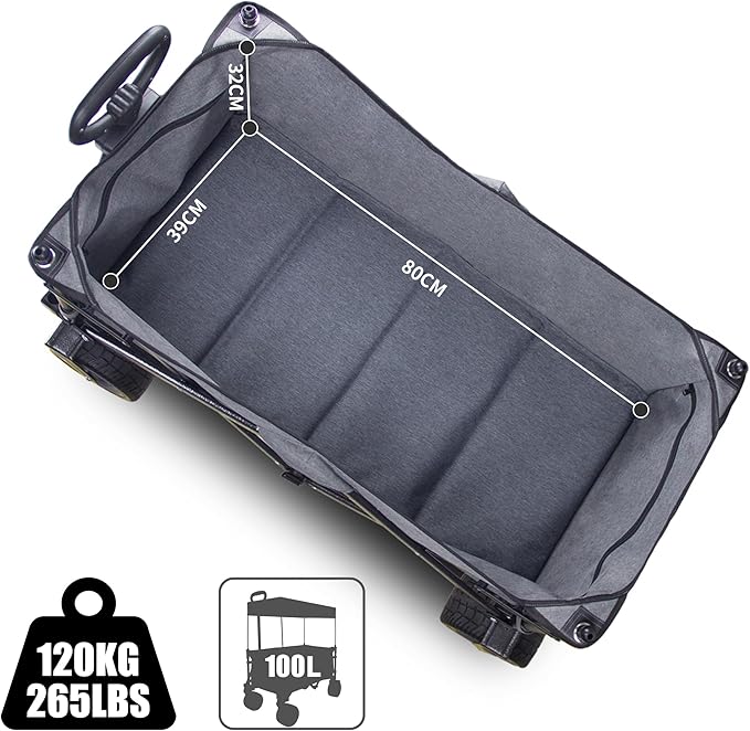 キャリーカート アウトドアワゴン 耐荷重120kg 屋根付き 折りたたみ式 自立収納 静音 アウトドアワゴン キャンプ キャンプカート アウトドア用 ベアリング付き (グレー) キャリーカート アウトドアワゴン 耐荷重120kg 屋根付き 折りたたみ式 自立収納 静音 アウトドアワゴン キャンプ キャンプカート アウトドア用 ベアリング付き (グレー)
