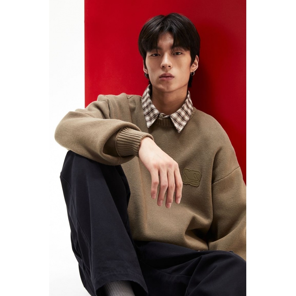 H&M ルーズフィットセーターカーキグリーン