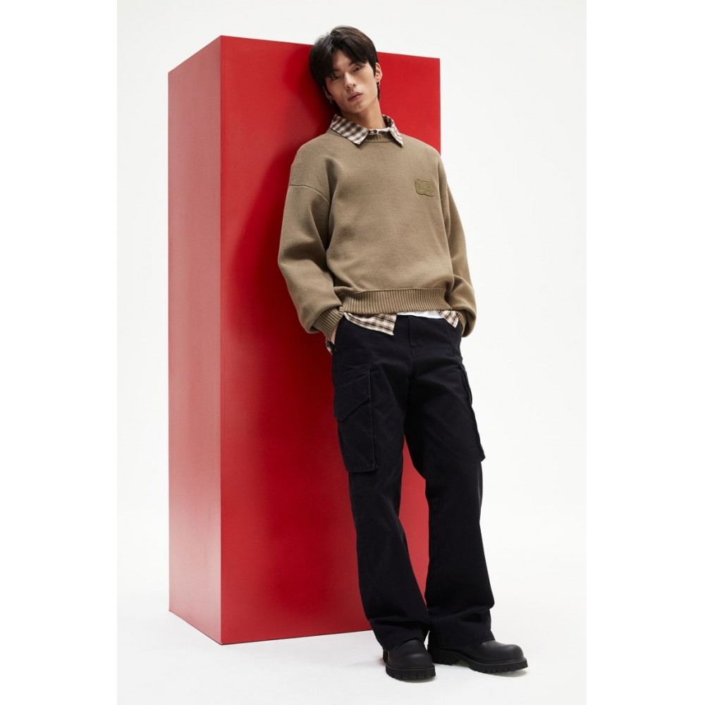 H&M ルーズフィットセーターカーキグリーン