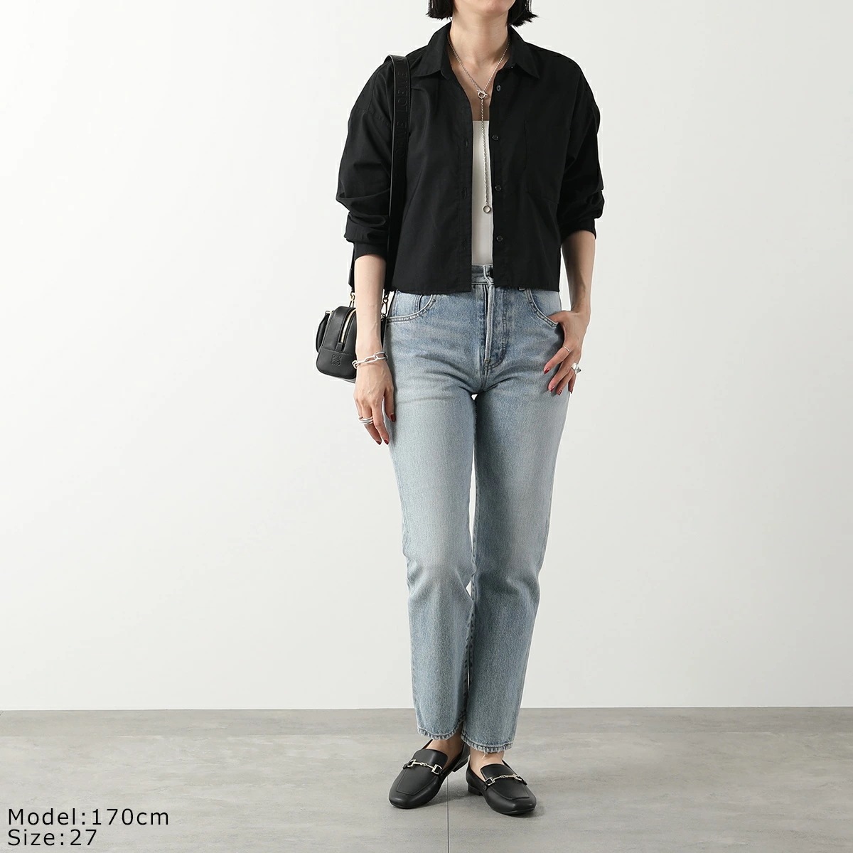 SAINT LAURENT サンローラン ジーンズ 648437 Y372Y レディース デニムパンツ ウォッシュ加工 ジーパン 4681