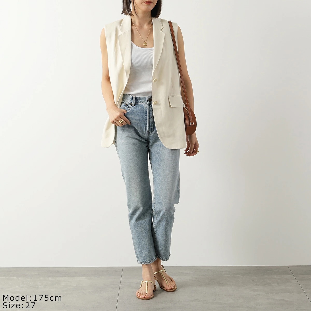 SAINT LAURENT サンローラン ジーンズ 648437 Y372Y レディース デニムパンツ ウォッシュ加工 ジーパン 4681