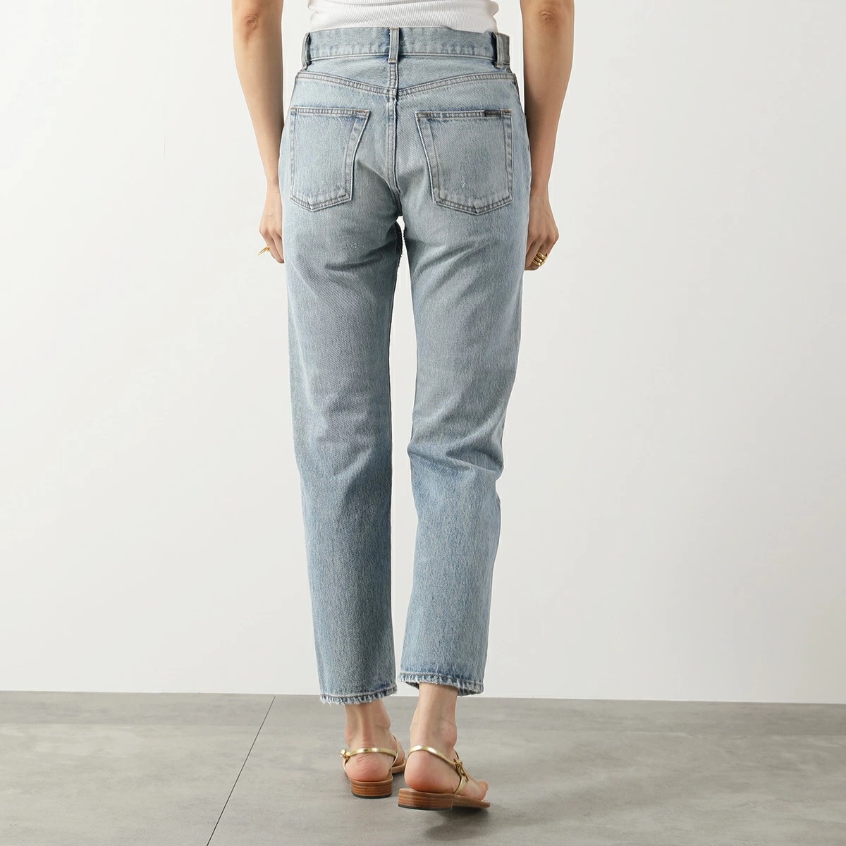SAINT LAURENT サンローラン ジーンズ 648437 Y372Y レディース デニムパンツ ウォッシュ加工 ジーパン 4681